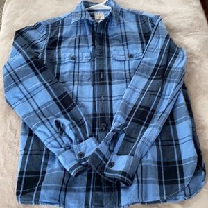 Mens Small Gap Flannel plaid blue and black colors